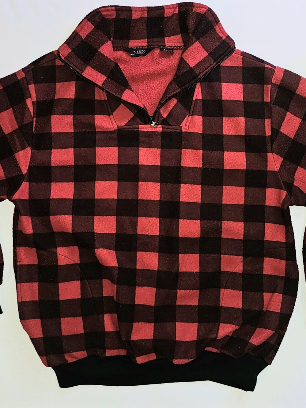 Vtg Stats Plaid Womens 1/4 Zip Fleece Pullover Size XL Lumberjack/Woodsy/Cozy